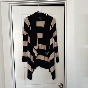 White House, black market, extra small Black and Tan Striped Cardigan